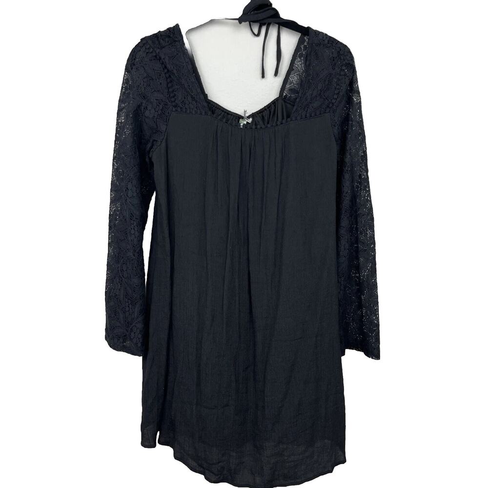 Andree Blue Dress Women's Black Lined Crochet Lace Knee Length Size S; NWT